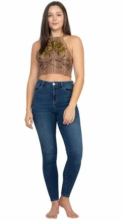 Lakhays Tree Of Life Embroidery Halter Top