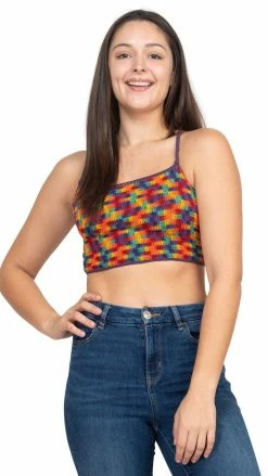Lakhays Space Tie-dye Crochet Halter Top New Arrivals