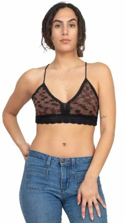 Lakhays Solid Space Tie-dy Crochet Top