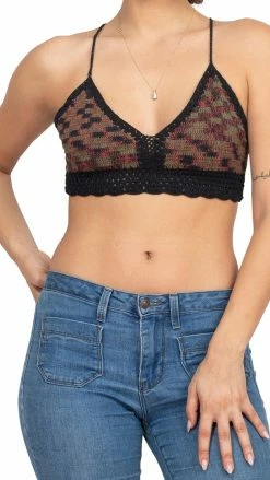 Lakhays Solid Space Tie-dy Crochet Top