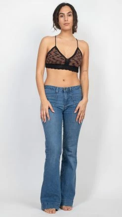 Lakhays Solid Space Tie-dy Crochet Top