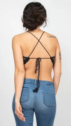 Lakhays Solid Space Tie-dy Crochet Top