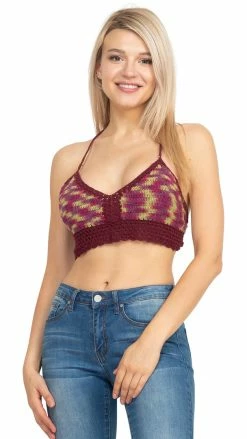 Lakhays Solid Space Tie-dy Crochet Top
