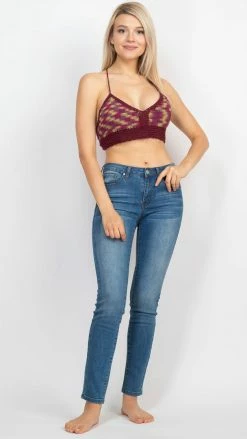 Lakhays Solid Space Tie-dy Crochet Top
