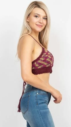 Lakhays Solid Space Tie-dy Crochet Top