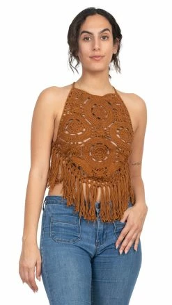 Lakhays New Arrivals Mandala Halter Crochet Top