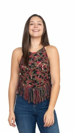 Lakhays New Arrivals Tie-Dye Mandala Hlt Crochet Top