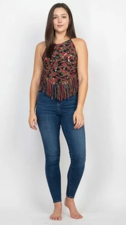 Lakhays New Arrivals Tie-Dye Mandala Hlt Crochet Top
