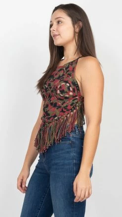 Lakhays New Arrivals Tie-Dye Mandala Hlt Crochet Top