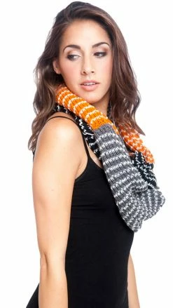 Lakhays Hand Knit Dual Color Infinity Winter Scarf Scarves