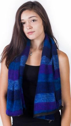 Lakhays Warm Tri Stiped Infinity Scarf With Zipper Scarves