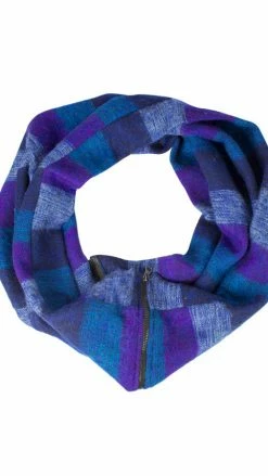 Lakhays Warm Tri Stiped Infinity Scarf With Zipper Scarves