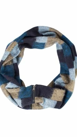Lakhays Warm Tri Stiped Infinity Scarf With Zipper Scarves