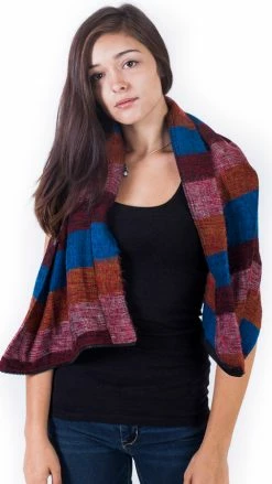 Lakhays Warm Tri Stiped Infinity Scarf With Zipper Scarves