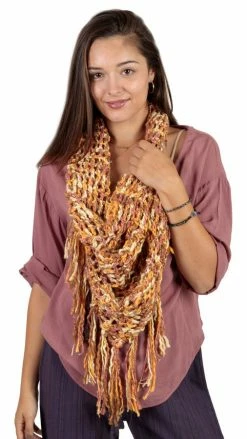 Lakhays Hand Knit Chunky Soft Cowl Fringe Winter Scarf Scarves