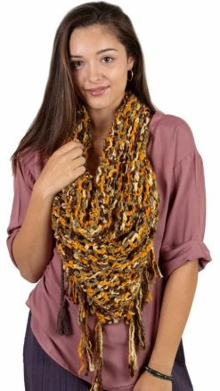 Lakhays Hand Knit Chunky Soft Cowl Fringe Winter Scarf Scarves