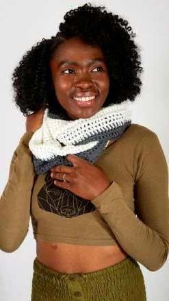 Lakhays Crocheted Two Tone Infinity Scarf Scarves