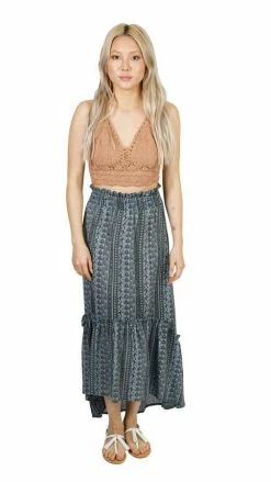 Lakhays Boho Paisley Waves Hi-Low Gypsy Skirt