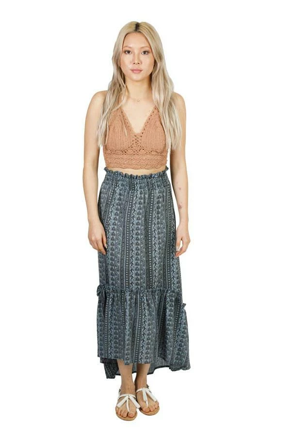 Lakhays Boho Paisley Waves Hi-Low Gypsy Skirt 1 Lakhays Boho Paisley Waves Hi-Low Gypsy Skirt