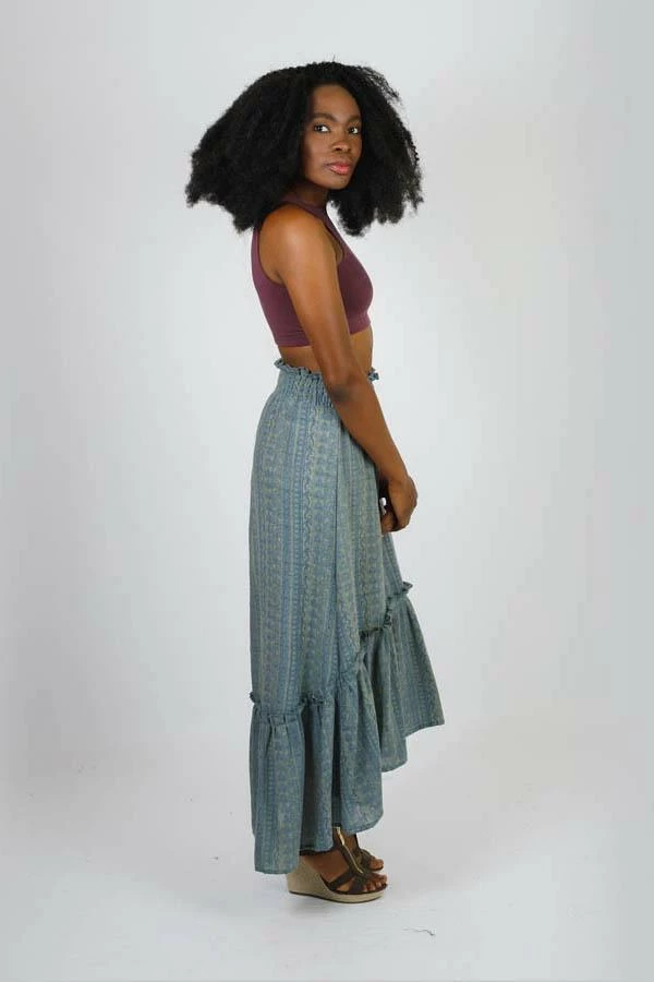 Lakhays Boho Paisley Waves Hi-Low Gypsy Skirt 5 Lakhays Boho Paisley Waves Hi-Low Gypsy Skirt