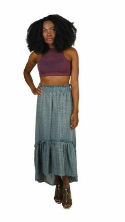 Lakhays Boho Paisley Waves Hi-Low Gypsy Skirt