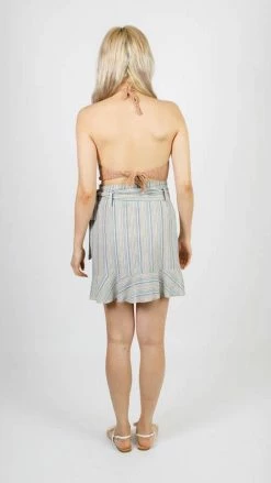 Lakhays Beachy Boho Stripe Wrap Skirt Skirts