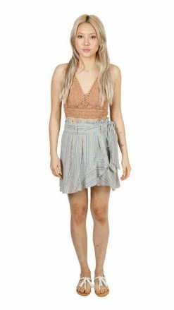 Lakhays Beachy Boho Stripe Wrap Skirt Skirts