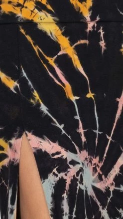 Lakhays New Arrivals Double Slit Tie-Dye Maxi Skirt