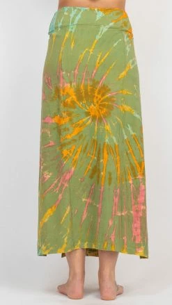 Lakhays New Arrivals Double Slit Tie-Dye Maxi Skirt