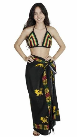 Lakhays Aztec Rasta Reggae Lion Power Multiway Wrap-Rasta-One Size