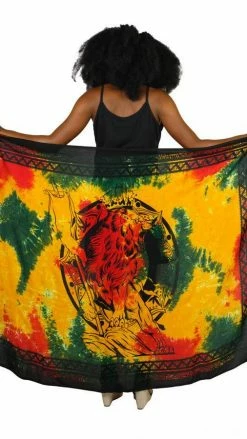 Lakhays Tie Dye Lion Of Judah Rasta Sarong Sarongs & Beachwear