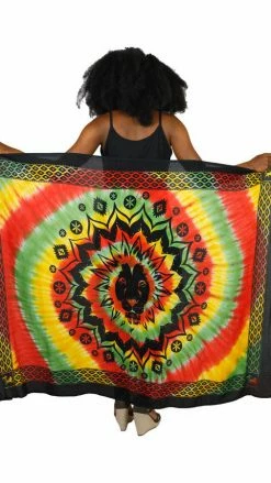 Lakhays Tie Dye Rasta Lion Head Sarong