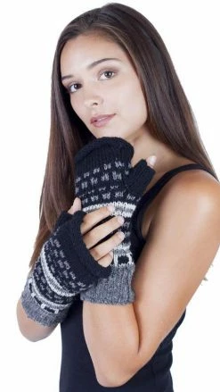 Lakhays Arm Warmers Winter Hand Knit Woolen River Ripples Hobo Gloves