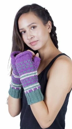 Lakhays Arm Warmers Winter Hand Knit Woolen River Ripples Hobo Gloves