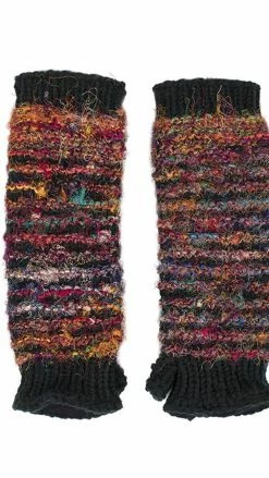 Lakhays Arm Warmers Multi Color Recycled Silk Fingerless Gloves