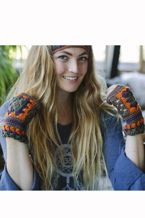 Lakhays Flower Patch Crocheted Fingerless Gloves Arm Warmers 6 Lakhays Flower Patch Crocheted Fingerless Gloves Arm Warmers