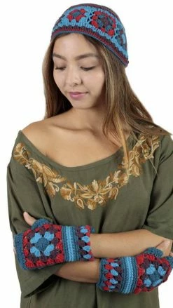 Lakhays Flower Patch Crocheted Fingerless Gloves Arm Warmers 10 Lakhays Flower Patch Crocheted Fingerless Gloves Arm Warmers