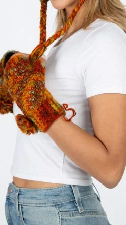 Lakhays Hand Painted Pom Fingerless Gloves