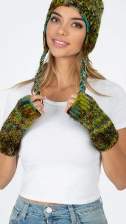 Lakhays Hand Painted Pom Fingerless Gloves