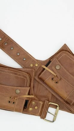Lakhays The Gypsy Duo - A Leather Duo Pack Hip Bag Belt-Brown Belts