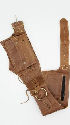 Lakhays The Gypsy Duo - A Leather Duo Pack Hip Bag Belt-Brown Belts
