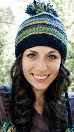 Lakhays Hats & Beanies Multi Stripe Hat With Braids