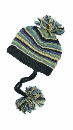 Lakhays Hats & Beanies Multi Stripe Hat With Braids