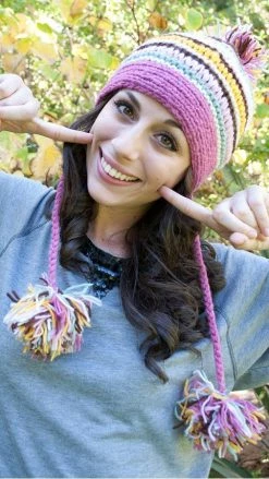 Lakhays Hats & Beanies Multi Stripe Hat With Braids