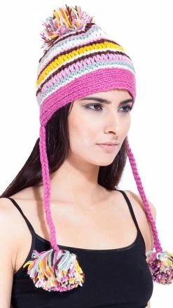 Lakhays Hats & Beanies Multi Stripe Hat With Braids