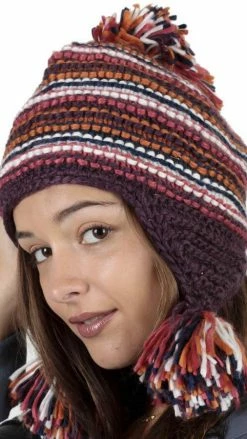 Lakhays Women's Hand Knit Acrylic Wool Bella Hat With Pom Poms