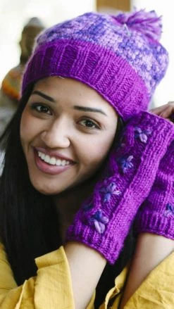 Lakhays Tri-Color Cozy Beanie With Pom Pom Hats & Beanies