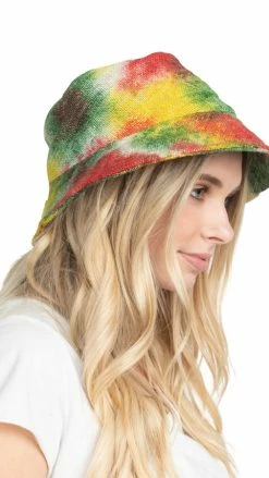 Vendor-unknown Hemp Tie Dye Bucket Hat: OS Rasta