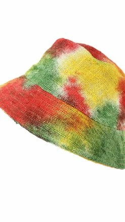 Vendor-unknown Hemp Tie Dye Bucket Hat: OS Rasta