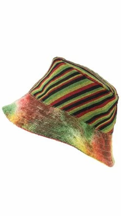 Vendor-unknown Hemp Tie Dye Bucket Hat: OS Rasta 7 Vendor-unknown Hemp Tie Dye Bucket Hat: OS Rasta
